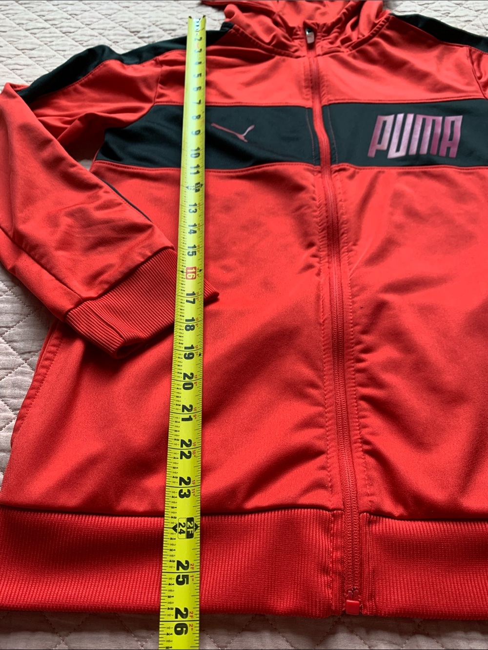 PUMA - Red Black Colorblock Full-Zip Hooded Track Jacket – Youth Size XL (18-20 - Picture 13 of 15